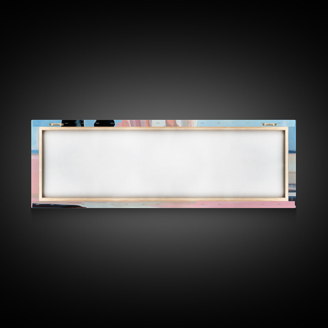 Beach Wedding Art, cowboy boots painting, coastal decor, coastal cowgirl wall art, extra wide art, framed canvas print, horizontal wall art