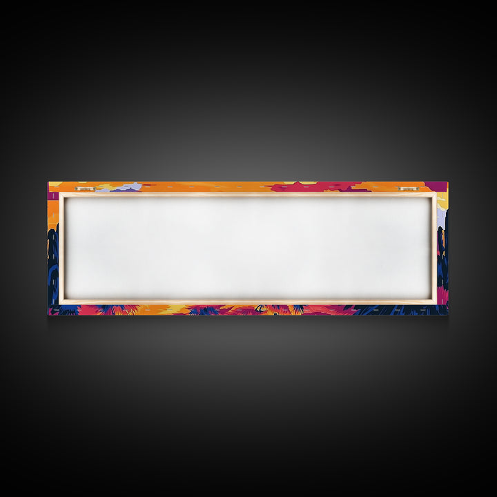 Desert Landscape Art, Joshua tree art, southwest wall art, extra wide art, panoramic painting, framed canvas print, rustic wall art, sunset painting