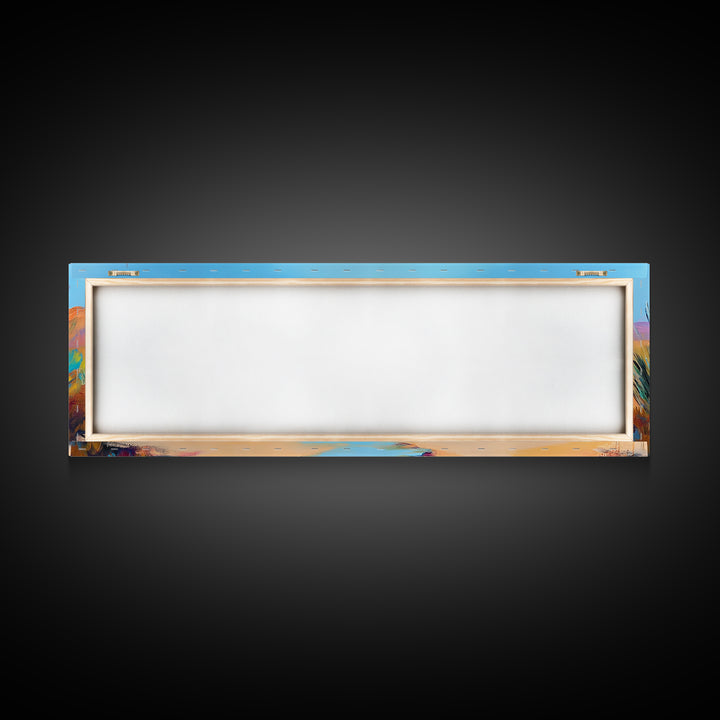 Coastal Landscape Art, Framed Canvas Print, Extra Wide Art, Lake Tahoe Art, Living Room Art, Panoramic Painting, Rustic Decor, Above Sofa Art