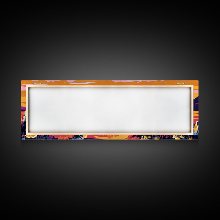 Pink Orange Wall Art, Framed Canvas Print, Extra Wide Art, Southwest Wall Art, Rustic Art, Desert Landscape Painting, Moody Art, Above Bed Art