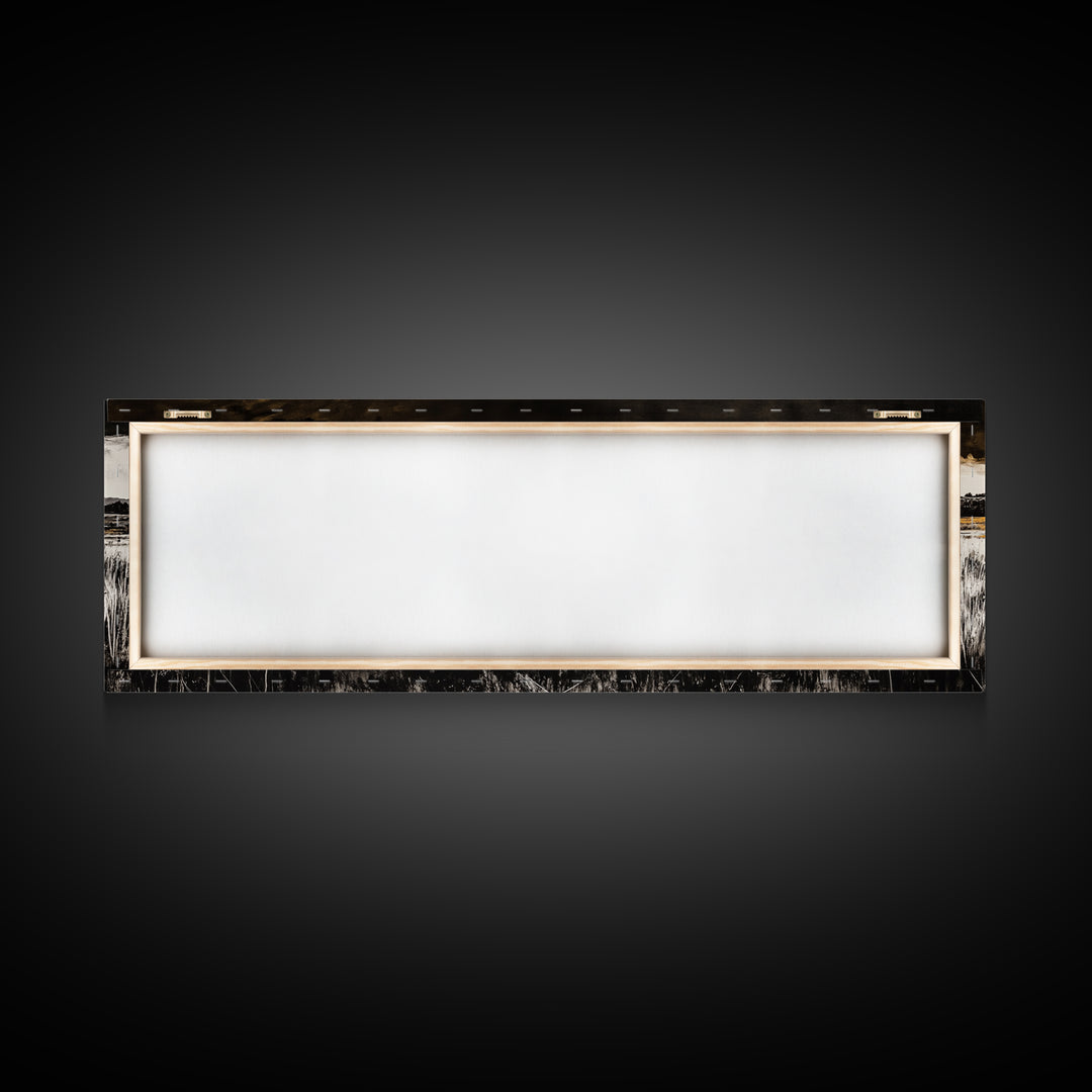 Bison painting, rustic art, black and white wall art, moody art, western decor, panoramic painting, extra wide art, framed canvas print