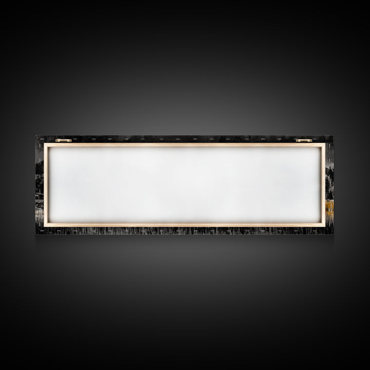 Bison art, mountain painting, black and white western art, farmhouse art, smoky mountain art, extra wide art, framed canvas print