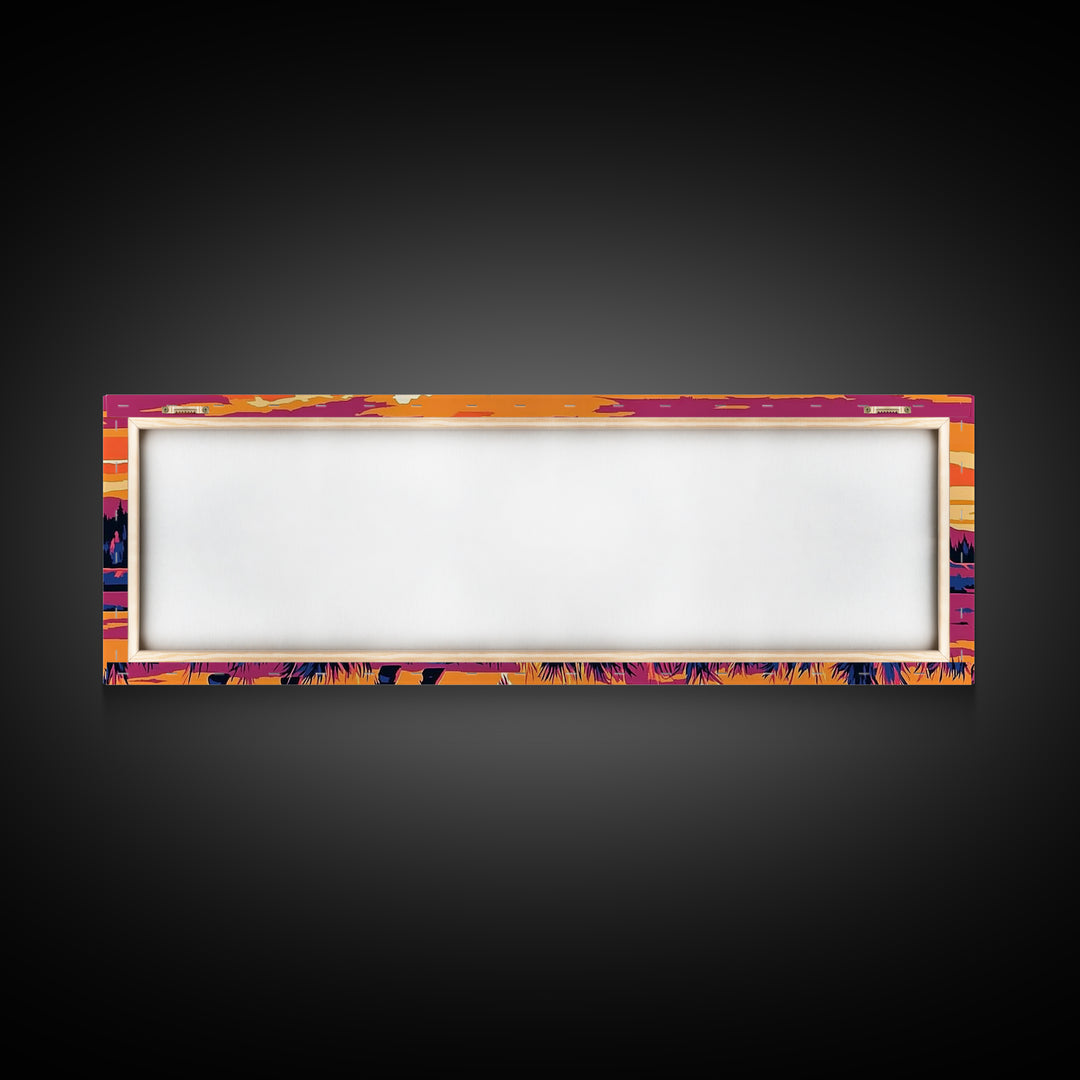 Buffalo painting, southwest wall art, rustic decor, pink orange wall art, cowboy art, above couch art, extra wide art, canvas print