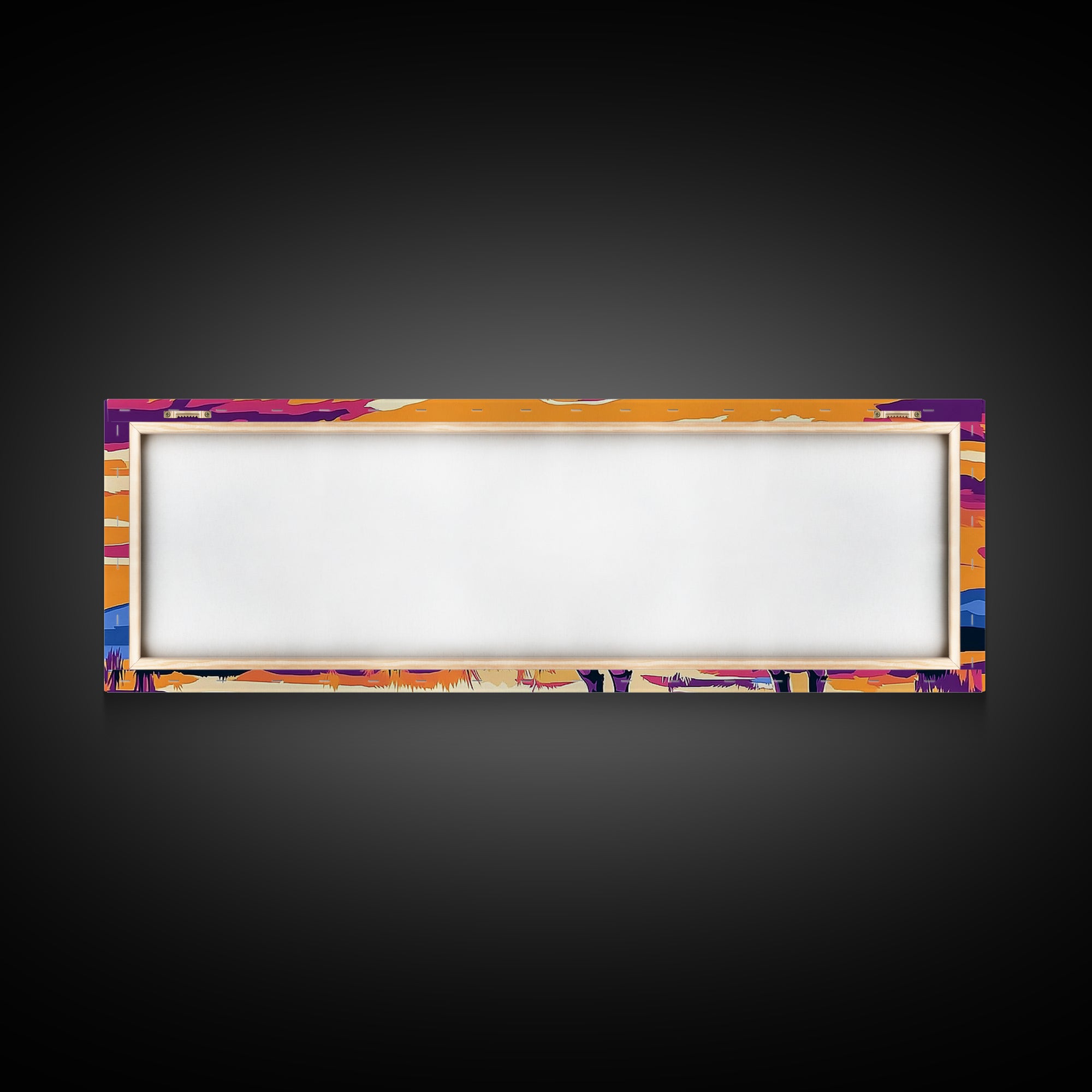 Bison, sunset, southwest wall art, buffalo, pink orange wall art, panoramic art, framed canvas print, extra wide art, rustic decor