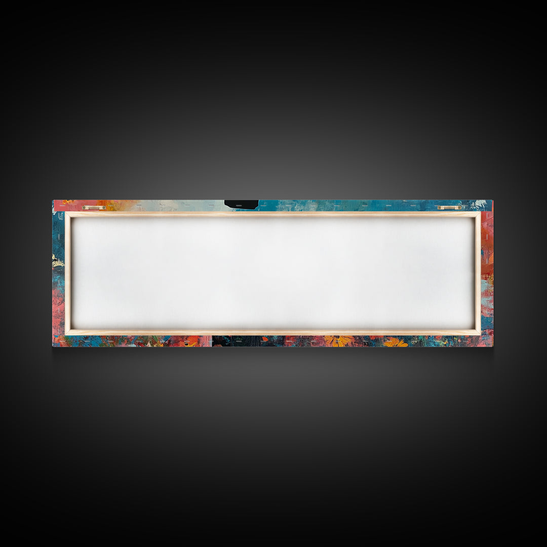 Black cowgirl painting, western decor, wildflower painting, boho art, extra wide art, framed canvas print, rustic decor, poppy wall art