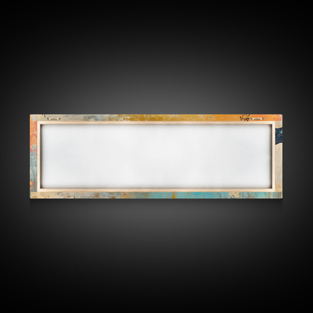 Birch tree painting, autumn decor, extra wide art, botanical prints, nature wall art, framed canvas print, long narrow wall art, wabi sabi art