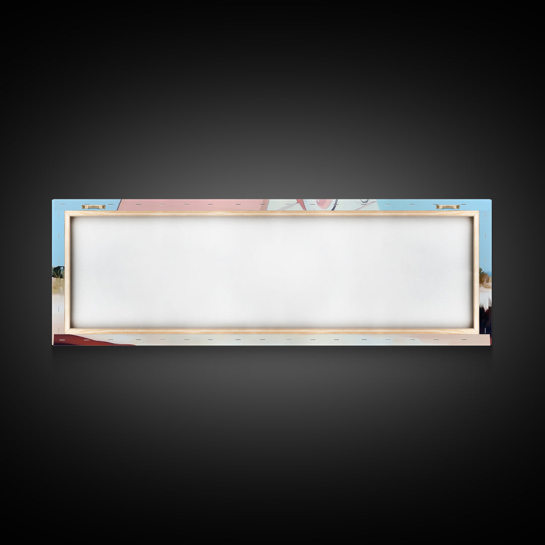 Desert Wagon, rustic western art, cowboy decor, boho wagon painting, farmhouse wall art, extra wide panoramic art, framed canvas print