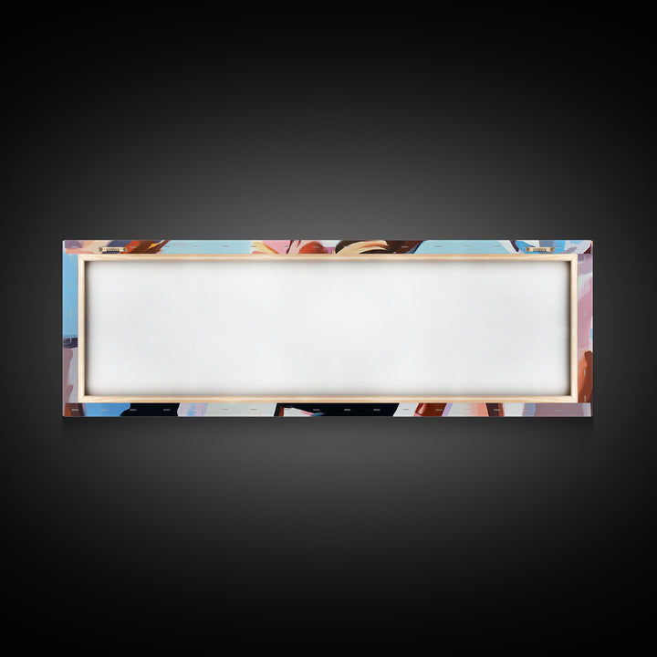 Cowgirl Trio, western art, black cowgirl painting, pink abstract art, extra wide art, light pink wall art, framed canvas print