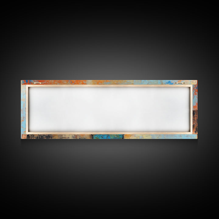 Blue Bowl, minimalist art, wabi sabi art, extra wide art, framed canvas print, sage green wall art, horizontal wall art, therapy art