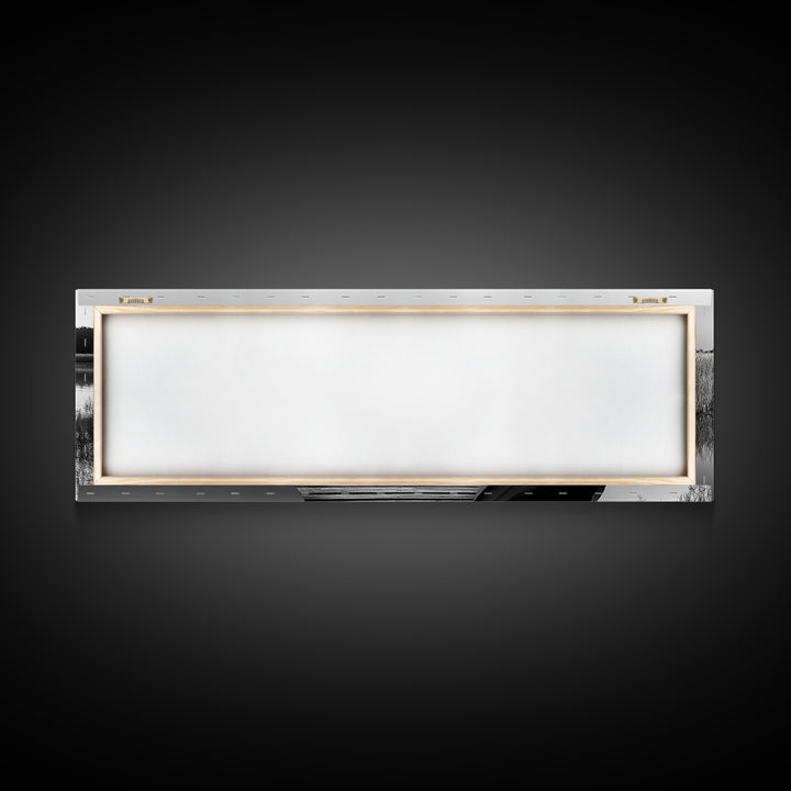 Boat On Dock, Nautical Wall Art, Framed Canvas Print, Coastal Landscape Art, Rustic Decor, Extra Wide Art, Minimalist Art, Bedroom Art