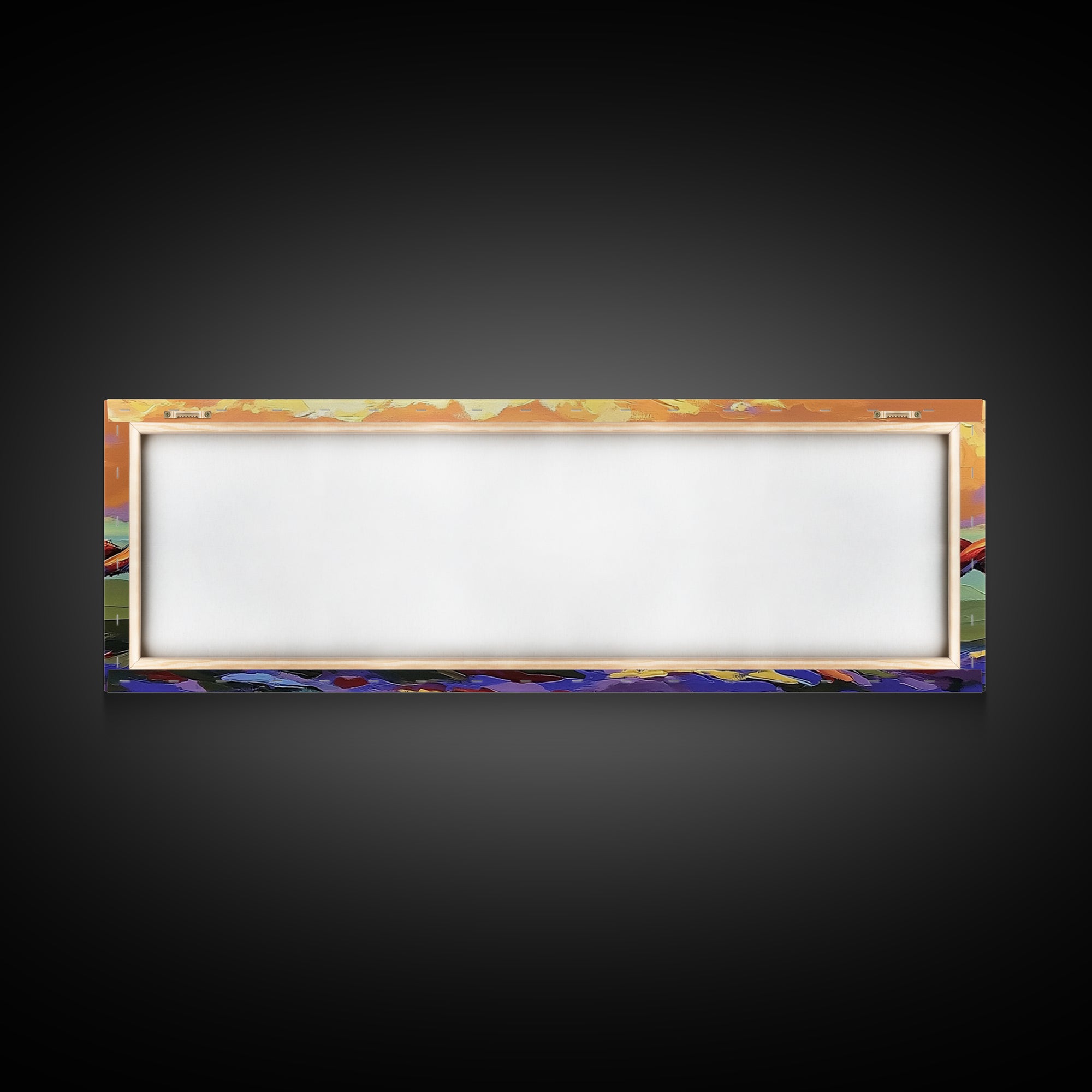 Barbed Wire Sunset, rustic wall art, southwest wall art, vibrant painting, western decor, long narrow wall art, framed canvas print