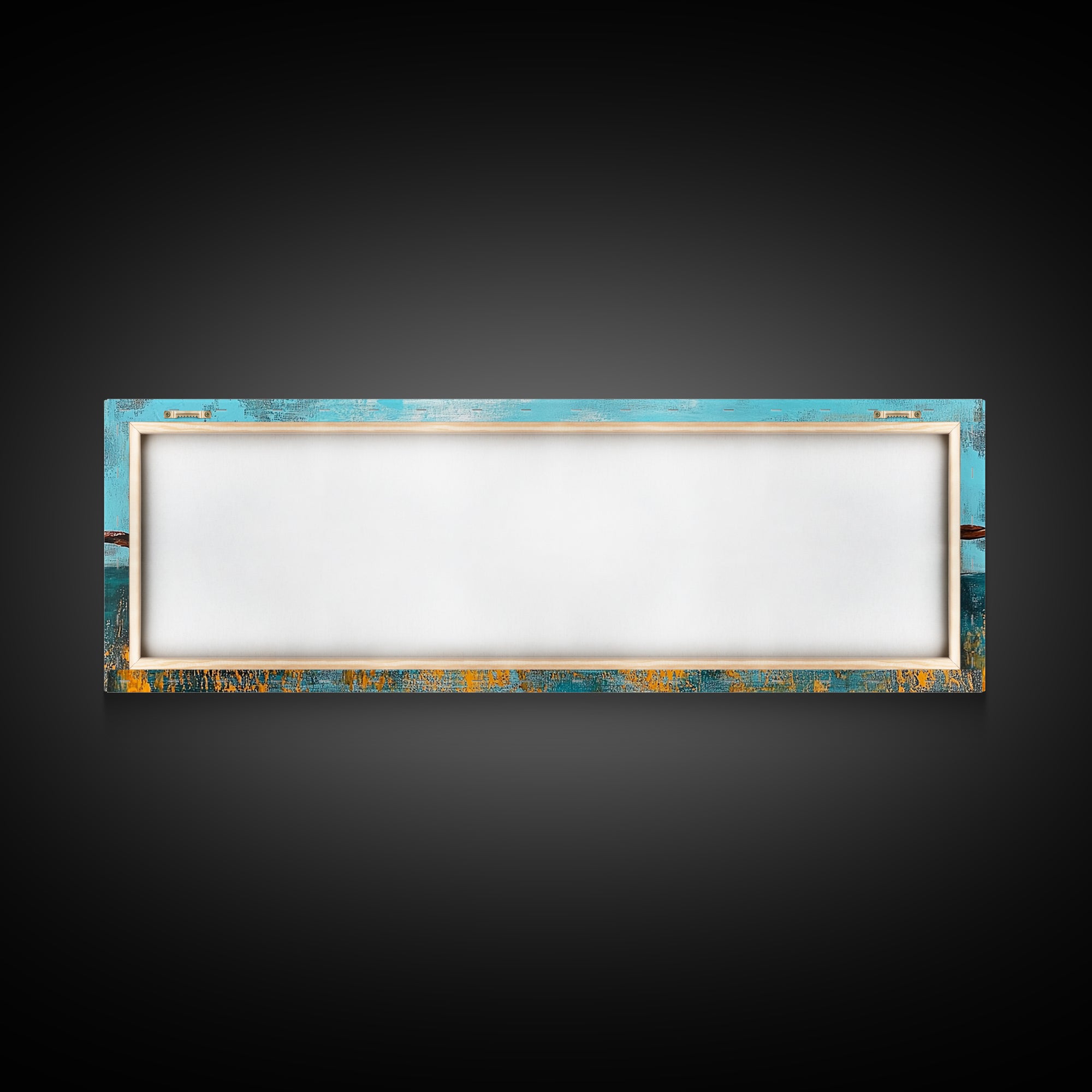 Barbed Wire Ocean, coastal decor, rustic art, farmhouse painting, minimalist painting, extra wide art, framed canvas print, moody art