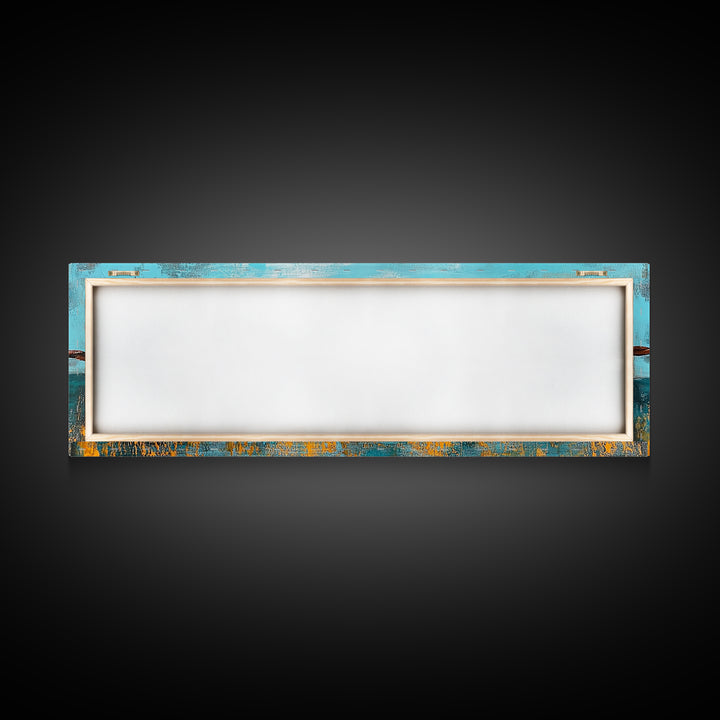 Barbed Wire Ocean, coastal decor, rustic art, farmhouse painting, minimalist painting, extra wide art, framed canvas print, moody art