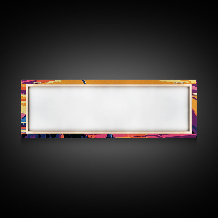 Abstract Buffalo, rustic wall art, southwestern painting, farmhouse decor, moody art, extra wide art, framed canvas print, above sofa art