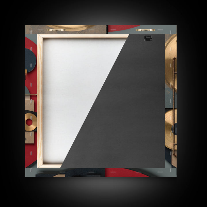 Gold Record Circular Composition Framed Canvas Print, Recording Studio Art, Music Posters, Studio Decor, Fine Art, Analog, RSA-1x1-47