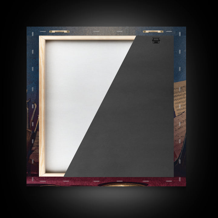 Conductor Baton and Sheet Shapes Without Text Framed Canvas Print, Recording Studio Art, Music Decor, Studio Decor, Analog, RSA-1x1-66