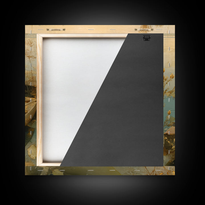 Winter Mountain Scene Framed Canvas Print, Rustic Art, Abstract Wall Art, Farmhouse Decor, Fine Art, Rustic, Landscape Art, RUS-1x1-47