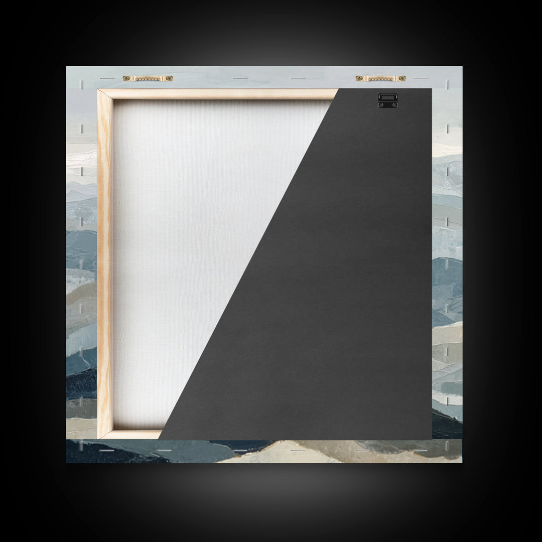 Minimal Fjord Landscape Framed Canvas Print, Scandinavian Art, Living Room Wall Art, Living Room Decor, Oil Painting, Nordic, SCA-1x1-2