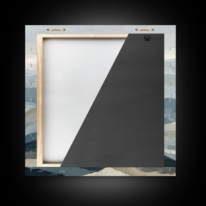 Minimal Fjord Landscape Framed Canvas Print, Scandinavian Art, Living Room Wall Art, Living Room Decor, Oil Painting, Nordic, SCA-1x1-2