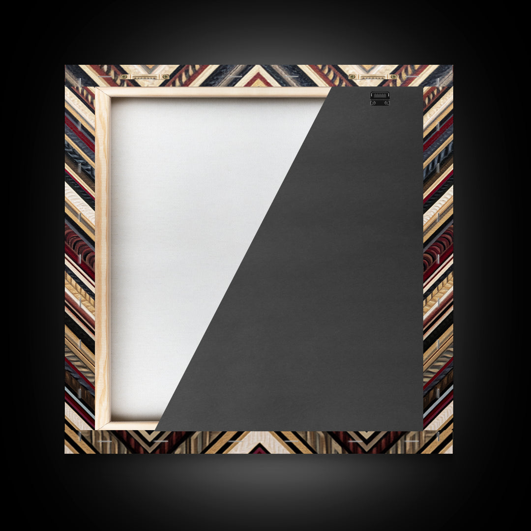 Herringbone Monochrome Pattern Framed Canvas Print, Scandinavian Art, Gallery Decor, Living Room Decor, Fine Art, Nordic, SCA-1x1-46