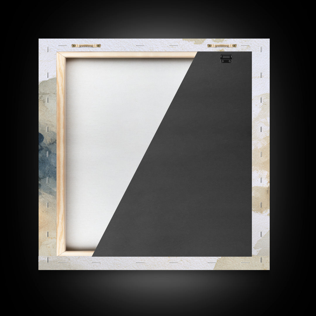 Winter Cabin Smoke Framed Canvas Print, Scandinavian Art, Scandinavian, Living Room Decor, Abstract Art, Nordic, Wall Art, SCA-1x1-66