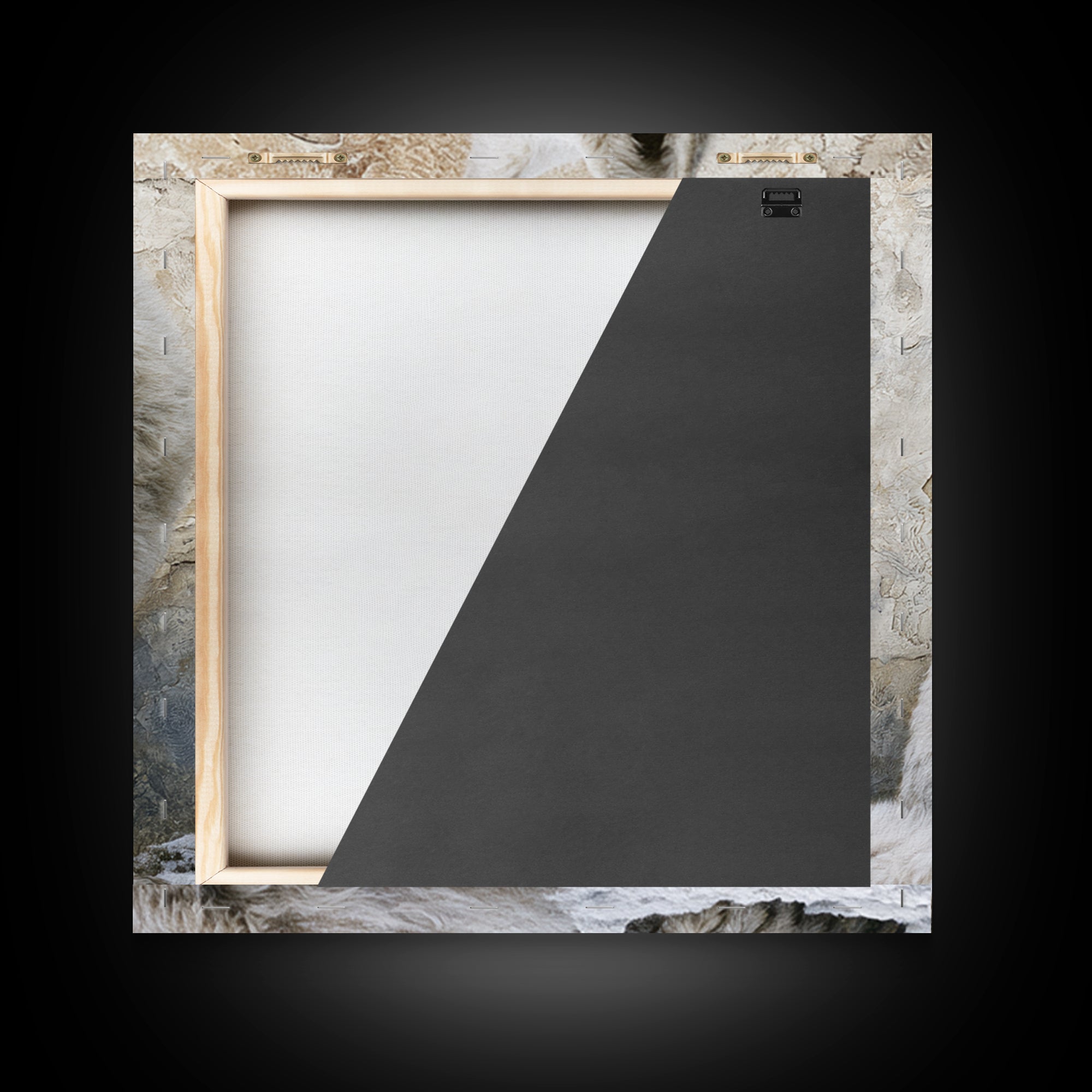 White Fox in Quiet Snow Framed Canvas Print, Scandinavian Art, Living Room Wall Art, Living Room Decor, Abstract Art, Nordic, SCA-1x1-84