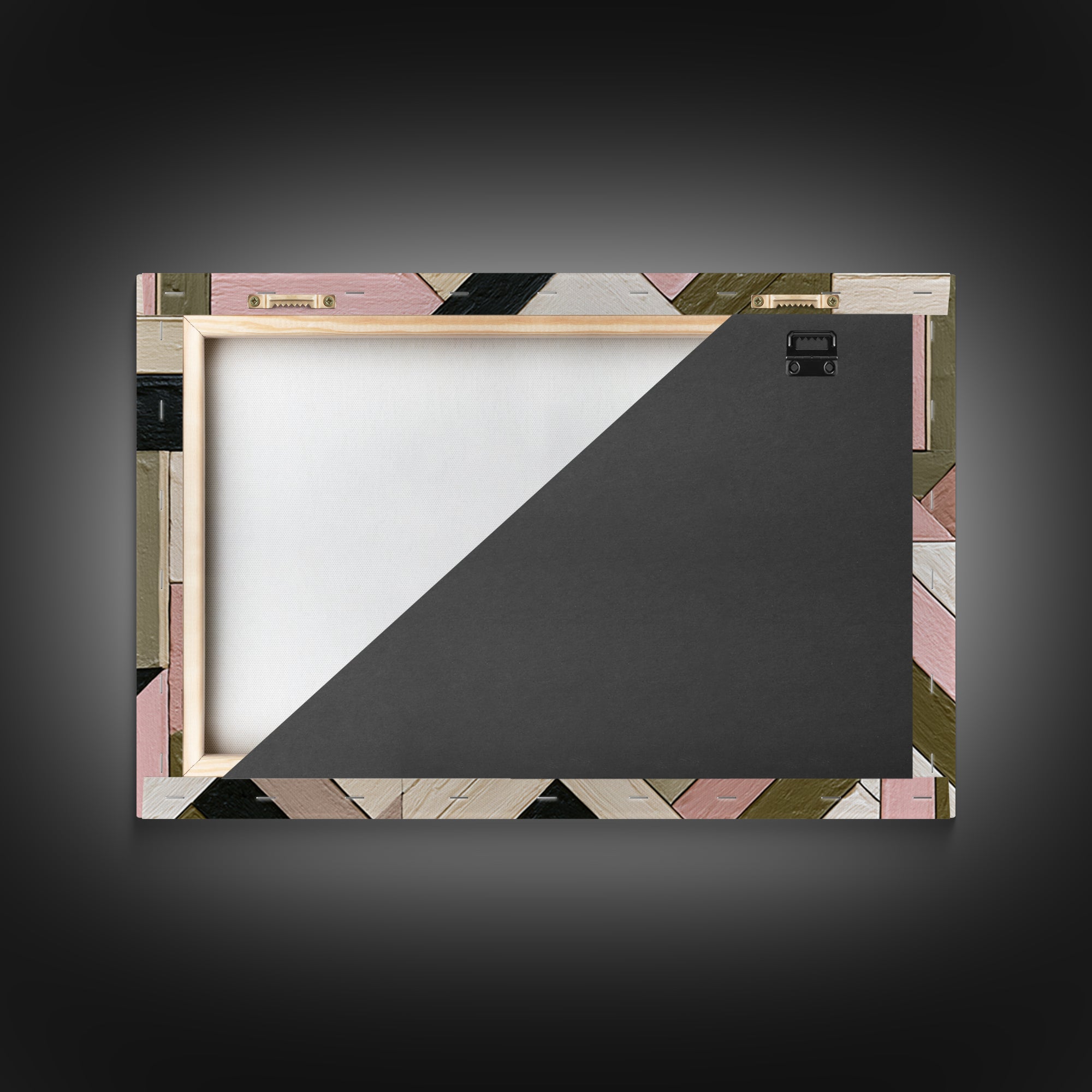 Herringbone Monochrome Pattern Framed Canvas Print, Scandinavian Art, Abstract Painting, Living Room Decor, Oil Painting, SCA-3x2-74