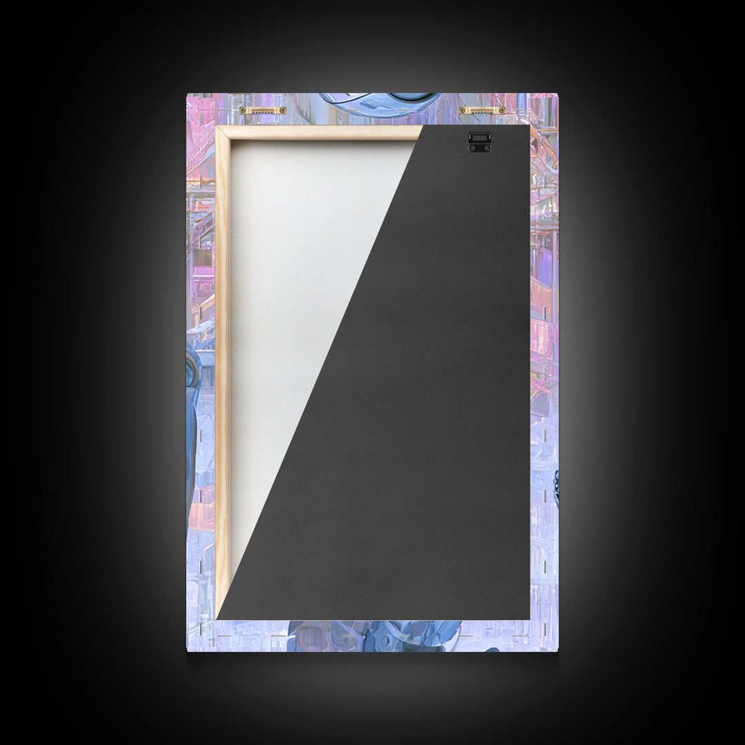 Silver Android Holding a Flower Framed Canvas Print, Scifi Art, Poster, Living Room Decor, Fine Art, Orbit, Retro Wall Art, SCI-2x3-46