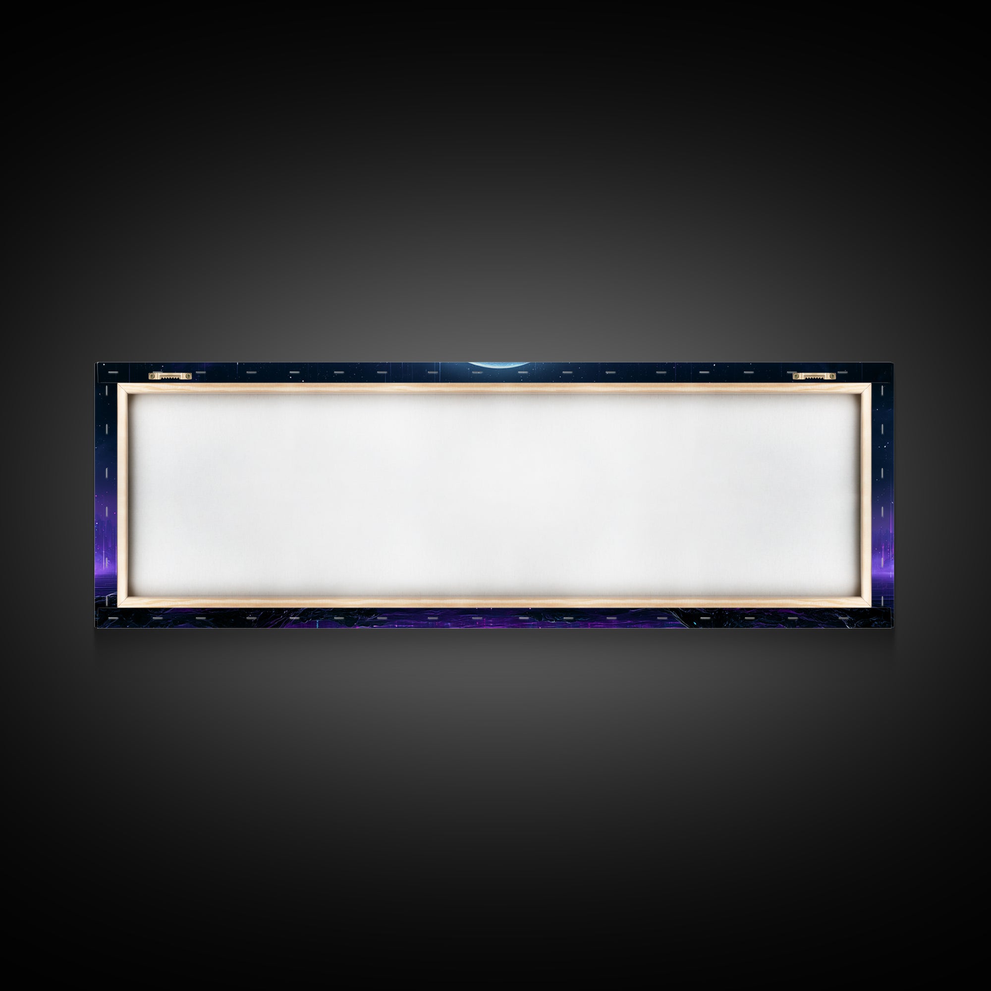 Futuristic City on a Moonlit World Canvas Print, Scifi Art, Posters, Living Room Decor, Orbit, Pop Art, Mid Century Art, SCI-3x1-91