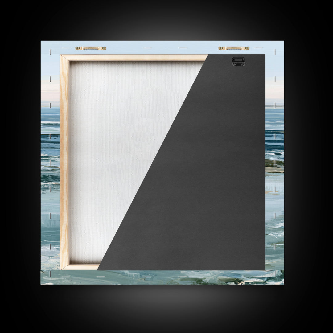 Calm Blue Horizon Framed Canvas Print, Seascape Art, Living Room Decor, Coastal Decor, Oil Painting, Seascape, Gallery Decor, SEA-1x1-2