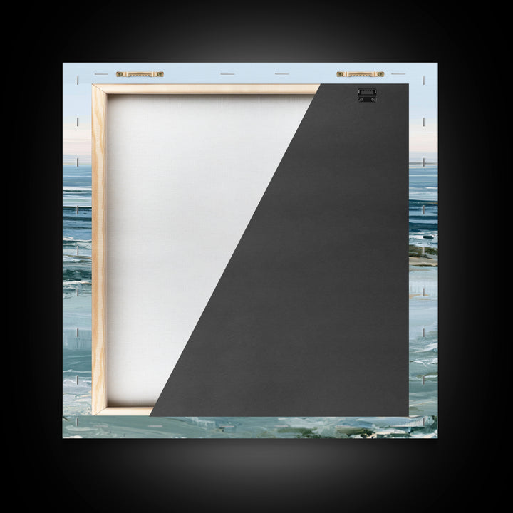 Calm Blue Horizon Framed Canvas Print, Seascape Art, Living Room Decor, Coastal Decor, Oil Painting, Seascape, Gallery Decor, SEA-1x1-2
