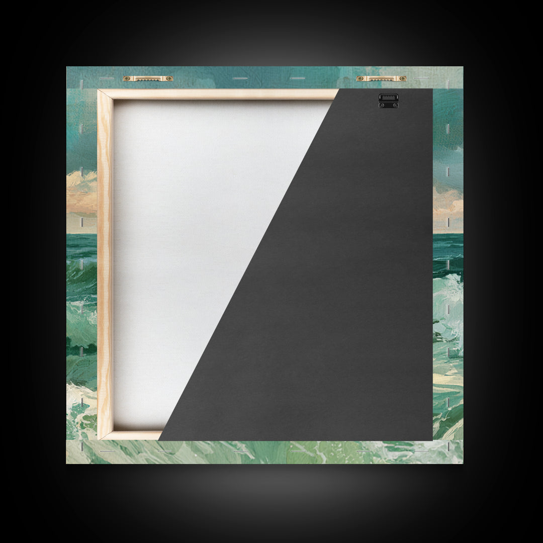 Turbulent Green Sea Framed Canvas Print, Seascape Art, Fine Art Print, Coastal Decor, Abstract Art, Seascape, Digital Prints, SEA-1x1-33
