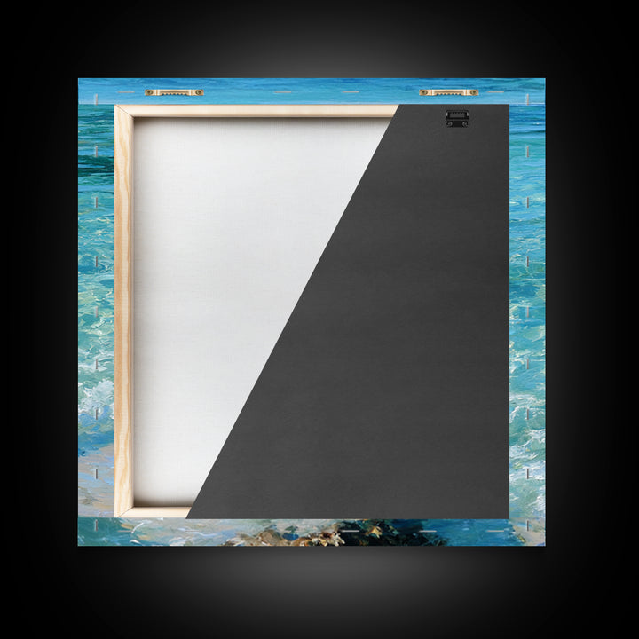 Tropical Lagoon with Transparent Shallows Framed Canvas Print, Seascape Art, Coastal Wall Art, Coastal Decor, Watercolor Art, SEA-1x1-34