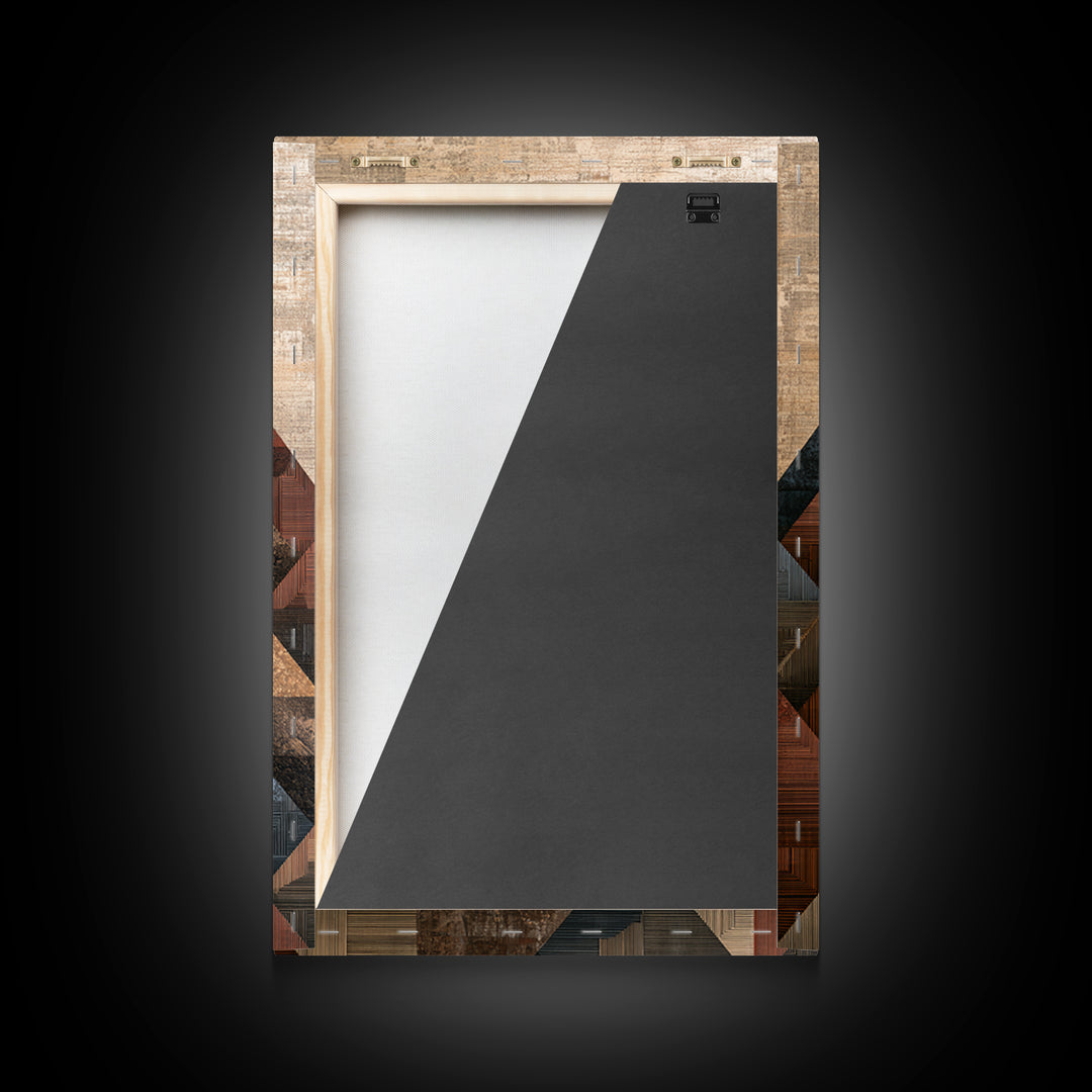 Triangle Mountain Landscape Framed Canvas Print, Sacred Geometry Art, Boho Wall Art, Living Room Decor, Fine Art, Geometry, SGA-2x3-97