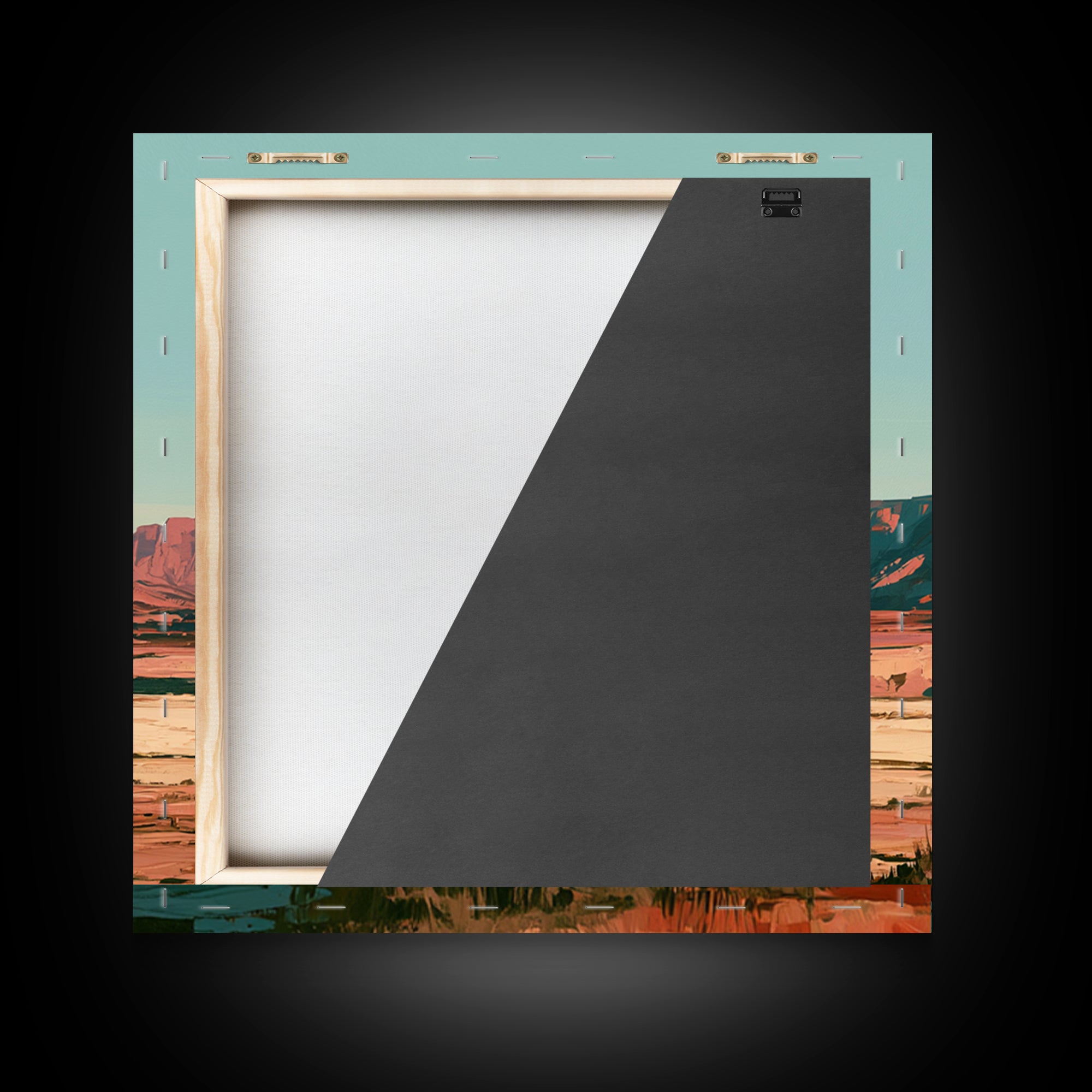 Desert Mesas in Terracotta and Turquoise Framed Canvas Print, Southwestern Art, Modern Decor, Southwestern Decor, Mesa, SOU-1x1-1