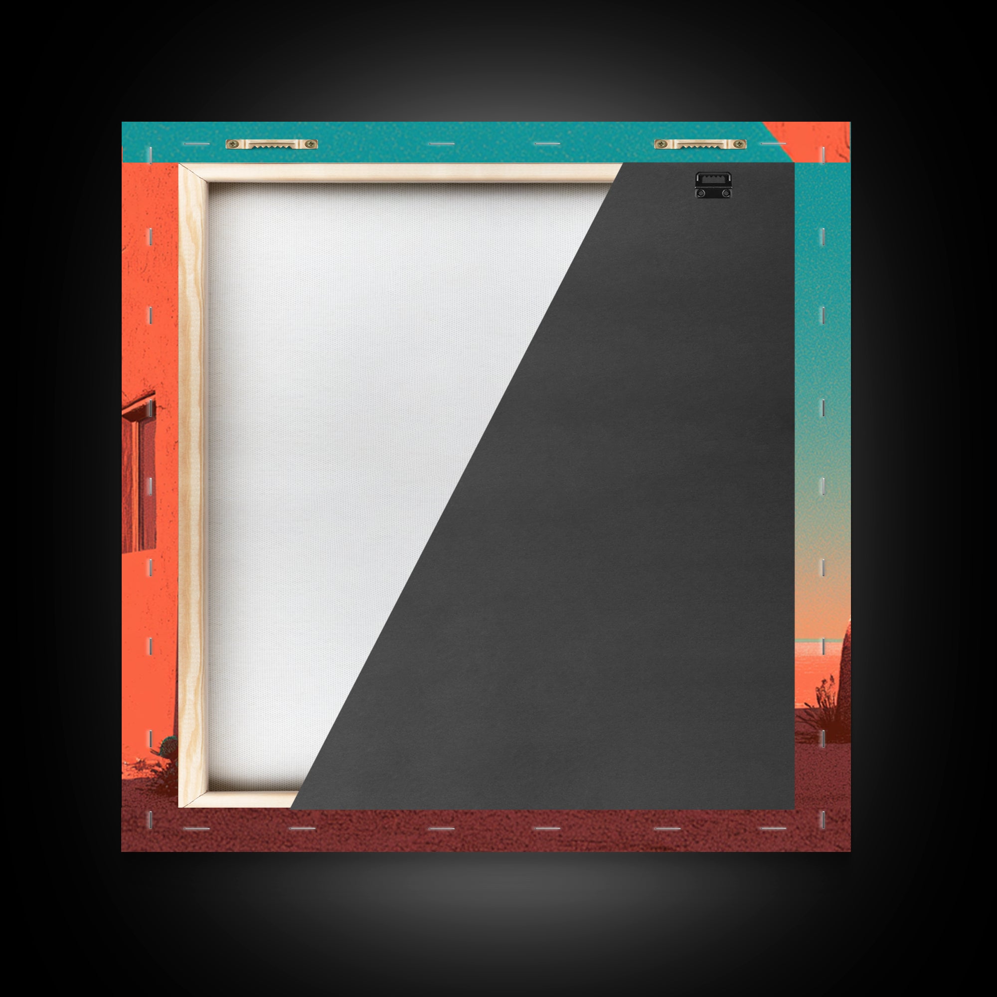 Adobe Doorway with Turquoise Blue Shadow Framed Canvas Print, Southwestern Art, Textured Painting, Southwestern Decor, Mesa, SOU-1x1-29