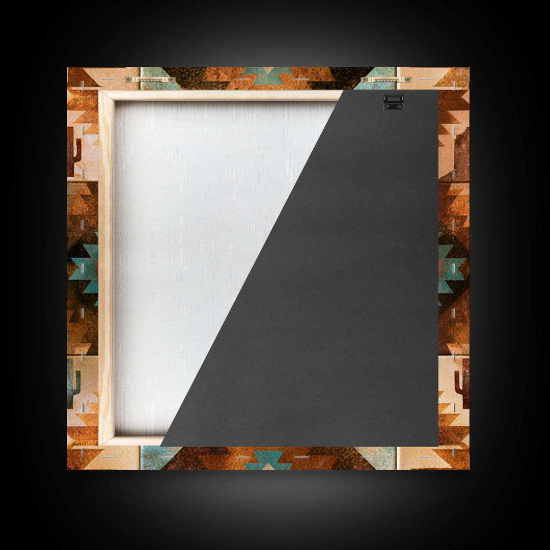 Navajo Geometric Pattern Framed Canvas Print, Southwestern Art, Western Wall Art, Southwestern Decor, Abstract Art, Mesa, SOU-1x1-52