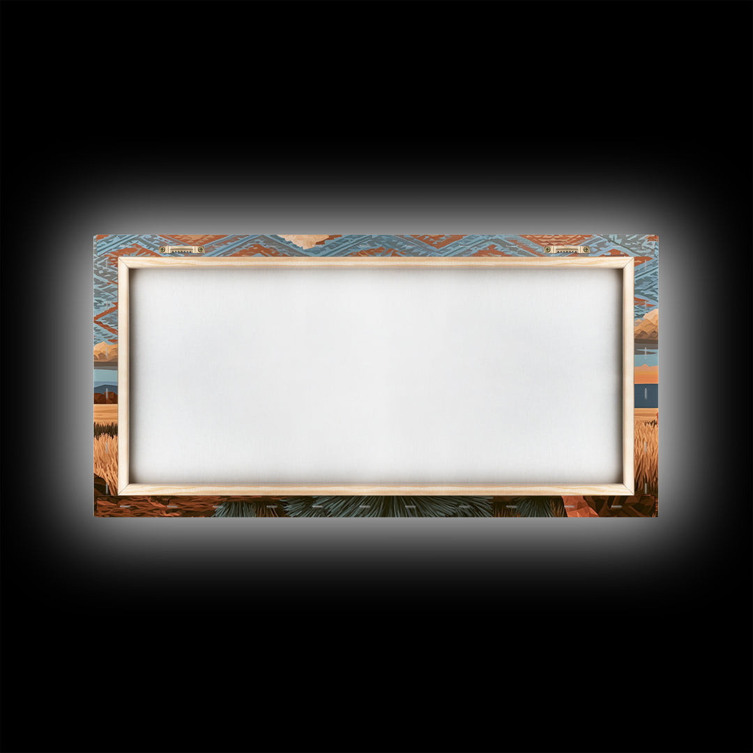 Navajo Geometric Pattern Framed Canvas Print, Southwestern Art, Original Art, Southwestern Decor, Abstract Art, Mesa, SOU-2x1-72