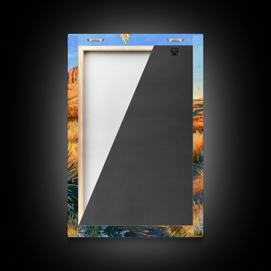 Yucca Blooms Against Clear Blue Sky Framed Canvas Print, Southwestern Art, Printable Wall Art, Southwestern Decor, Mesa, SOU-2x3-100