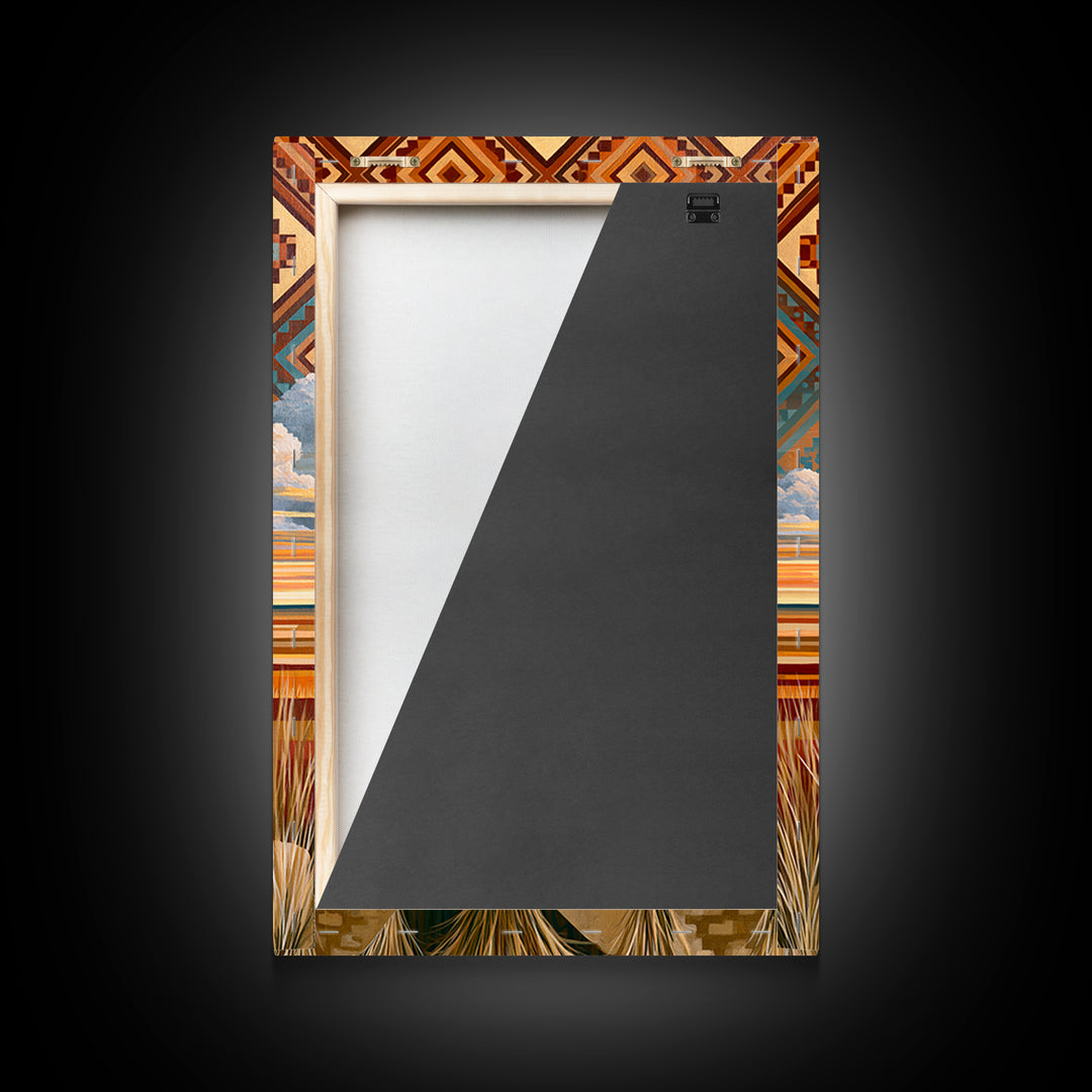 Navajo Geometric Pattern Framed Canvas Print, Southwestern Art, Original Art, Southwestern Decor, Abstract Art, Mesa, SOU-2x3-60
