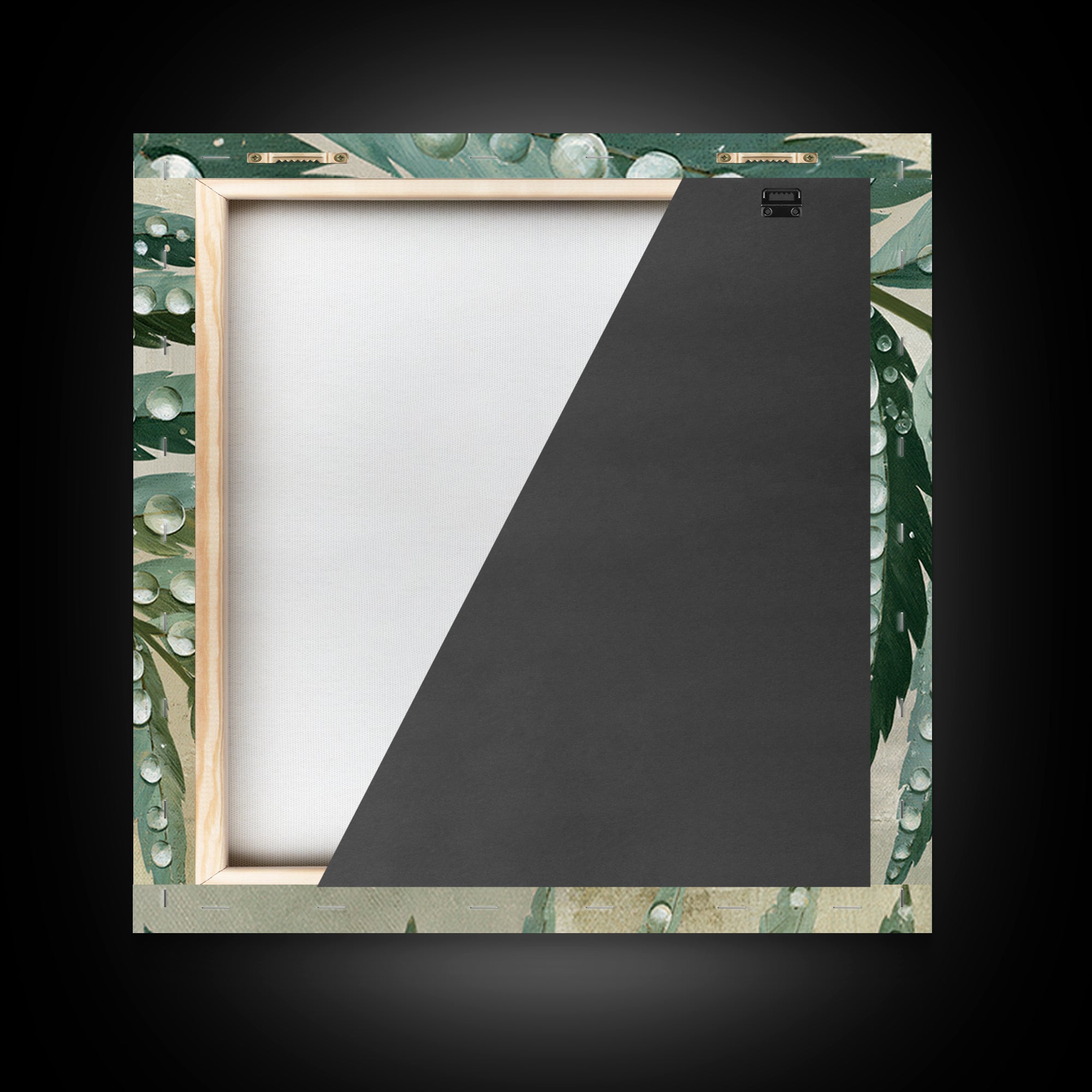 Fern Leaf Closeup Framed Canvas Print, Spa Art, Dog Wall Art, Spa Decor, Watercolor Art, Serenity, Dog Canvas, SPA-1x1-11