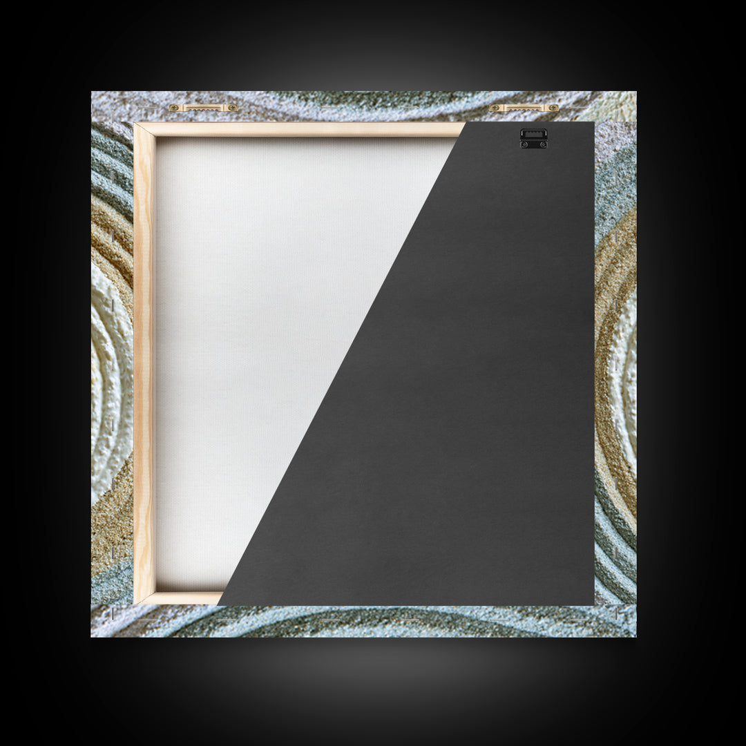 Sand Garden Lines Framed Canvas Print, Spa Art, Spa Decor, Oil Painting, Serenity, Minimalist Art, Feminine Wall Art, SPA-1x1-12