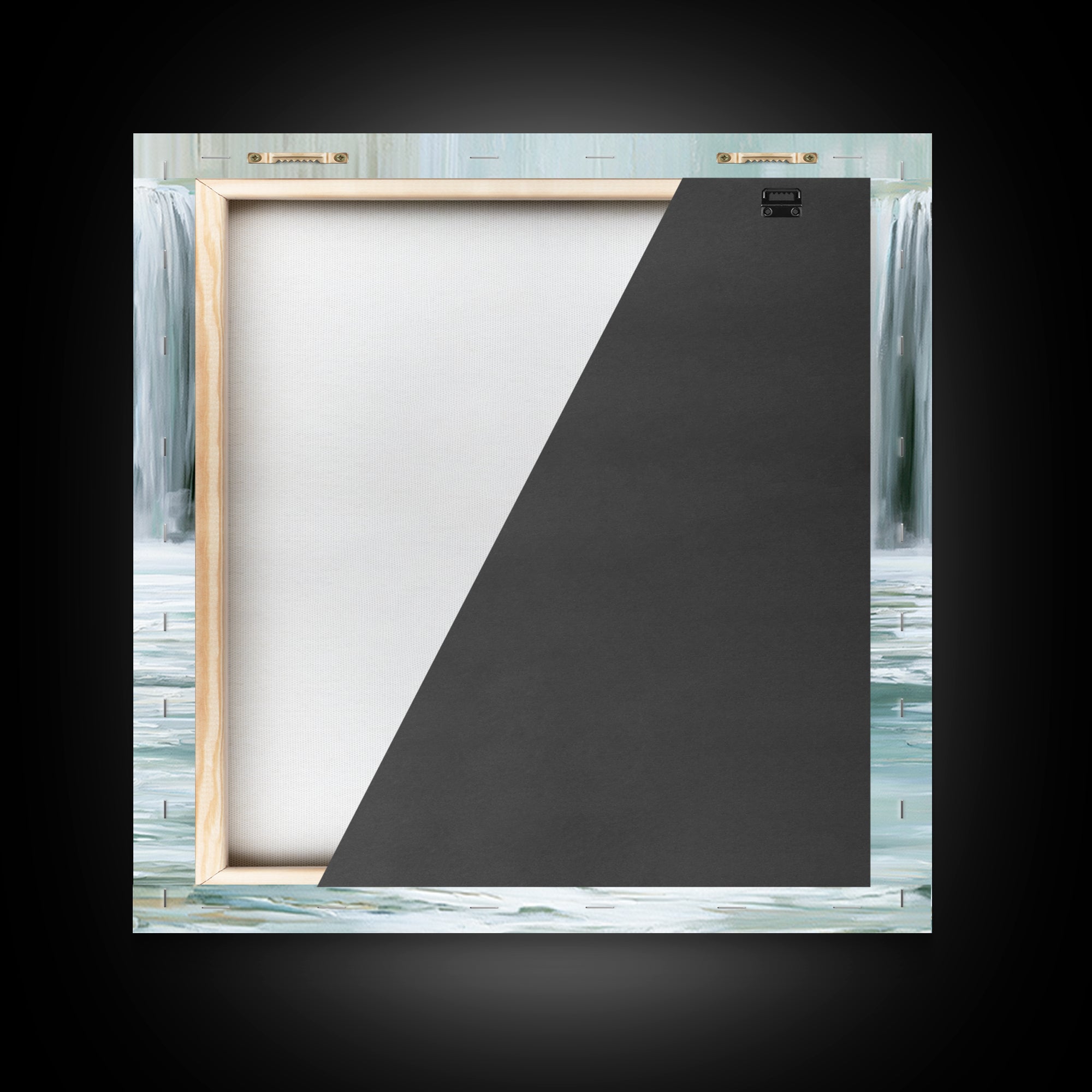 Serene Waterfall with Mist Framed Canvas Print, Spa Art, Dog Canvas, Spa Decor, Abstract Art, Serenity, Art Print, Room Decor, SPA-1x1-42