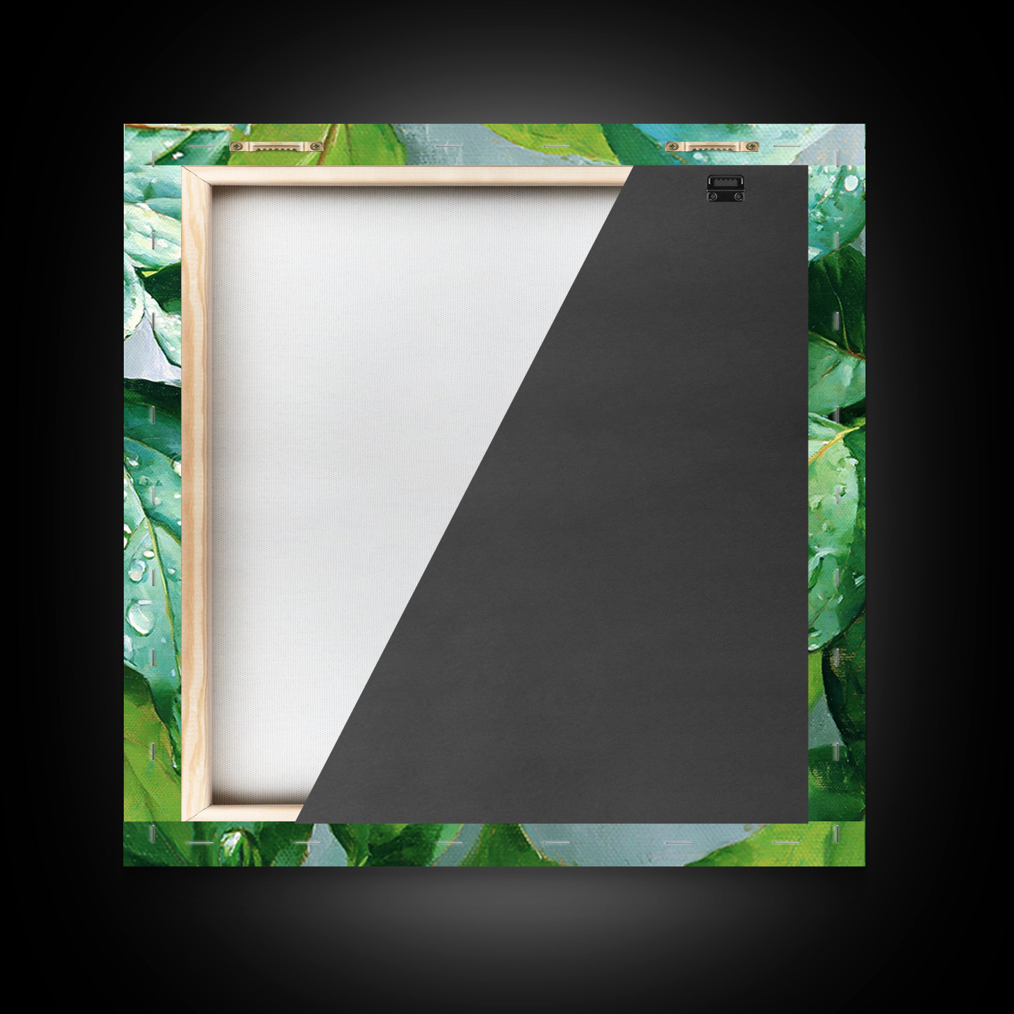 Rain on Leaves Framed Canvas Print, Spa Art, Animal Art, Spa Decor, Fine Art, Serenity, Gallery Decor, Neutral Decor, SPA-1x1-64