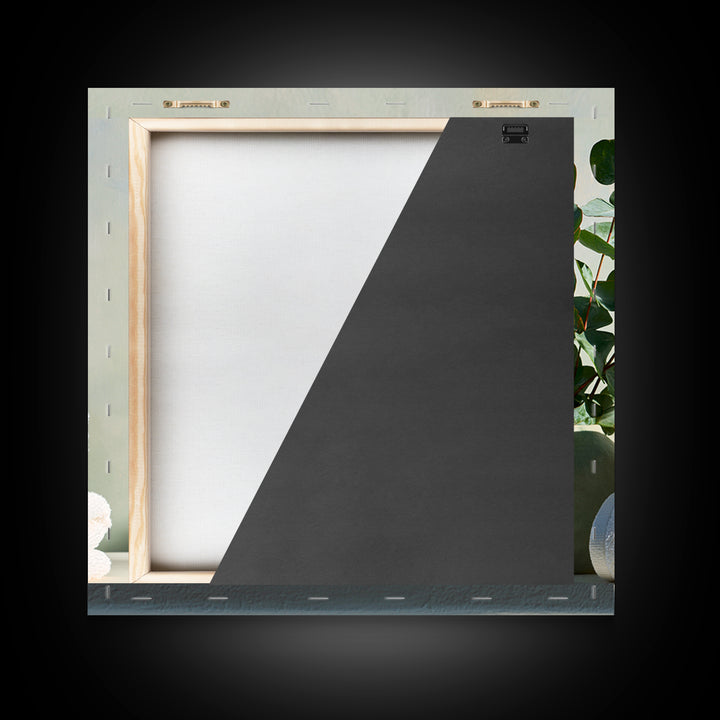 White Towels and Eucalyptus Without Room Context Framed Canvas Print, Spa Art, Wall Art Print, Spa Decor, Fine Art, Serenity, SPA-1x1-96