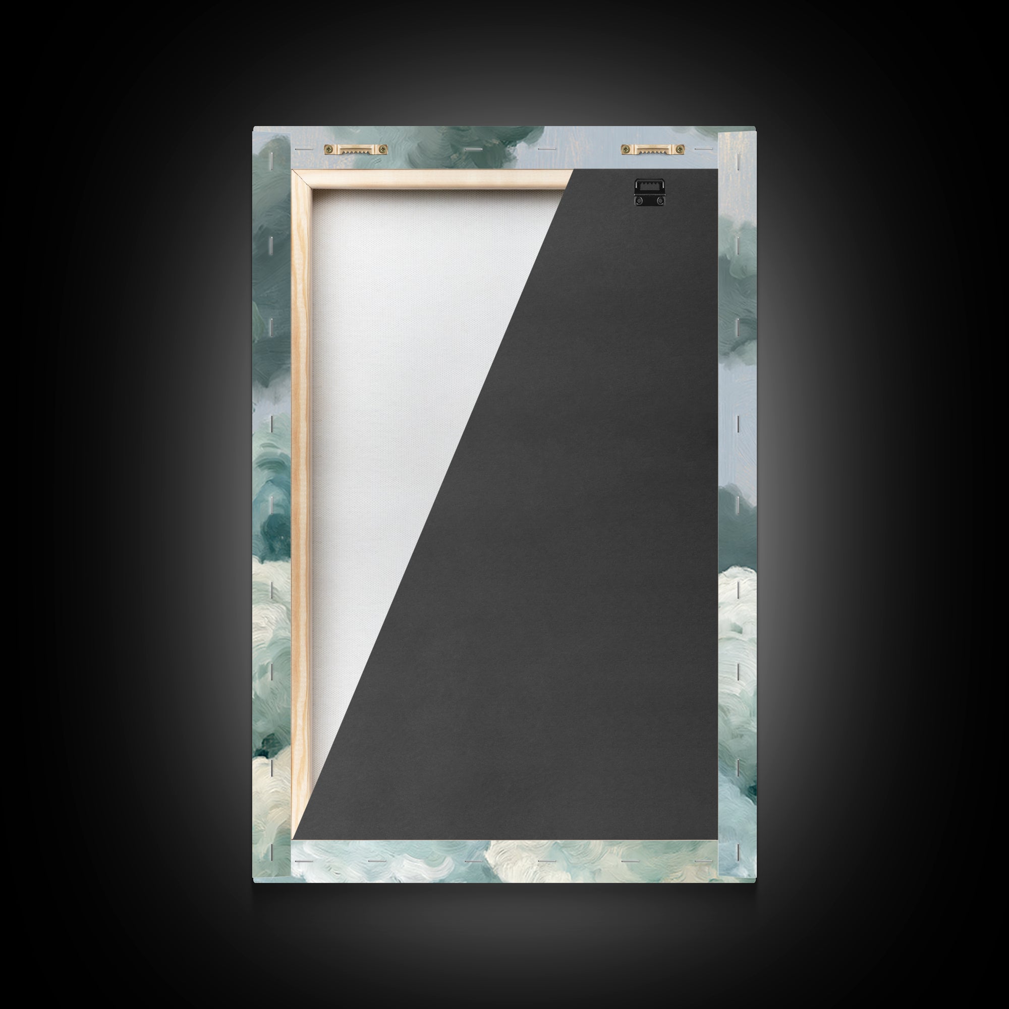 Soft Cloudscape in Cream and Sage Framed Canvas Print, Spa Art, Black Woman Art, Spa Decor, Oil Painting, Serenity, SPA-2x3-21