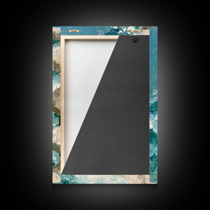 Blue Lagoon Water Seen from Above Framed Canvas Print, Spa Art, Art, Spa Decor, Serenity, Abstract Print, Minimalist Art, SPA-2x3-52
