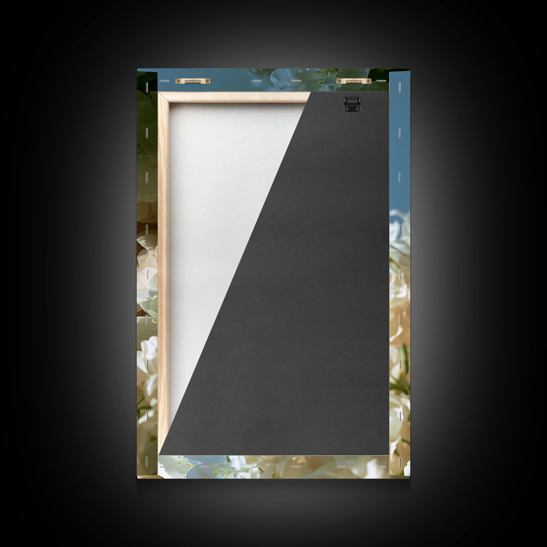 Minimal Face with Closed Eyes and Flowers Framed Canvas Print, Spa Art, Animal Art, Spa Decor, Watercolor Art, Serenity, SPA-2x3-75