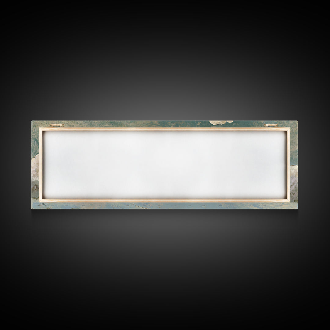 Soft Cloudscape in Cream and Sage Framed Canvas Print, Spa Art, Esthetician Decor, Spa Decor, Fine Art, Serenity, Room Decor, SPA-3x1-77
