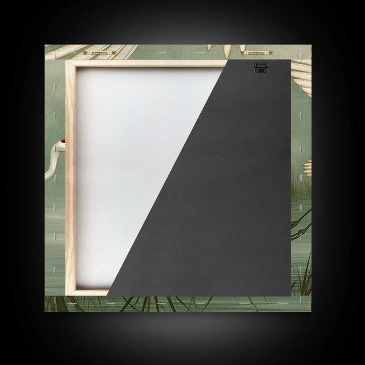 White Crane Flying Framed Canvas Print, Spiritual Art, Room Decor, Living Room Decor, Oil Painting, Spirit, Digital Print, SPI-1x1-48